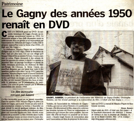 Article du Parisien du 20/01/2009 sur - Il était une Gagny-