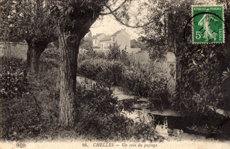 Carte postale : Chelles - Le ru des pissottes (Un coin de paysage)
