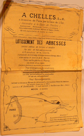 Publicité pour la vente du lotissement en 1925